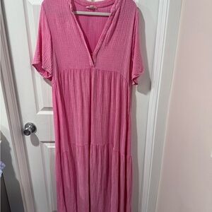 eesome Pink Maxi Dress Lightweight V-Neck